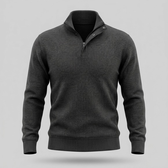 East River Other - East River Mens Large Gray Sweater Quarter Zip Mock Neck Vintage Knit Pullover
